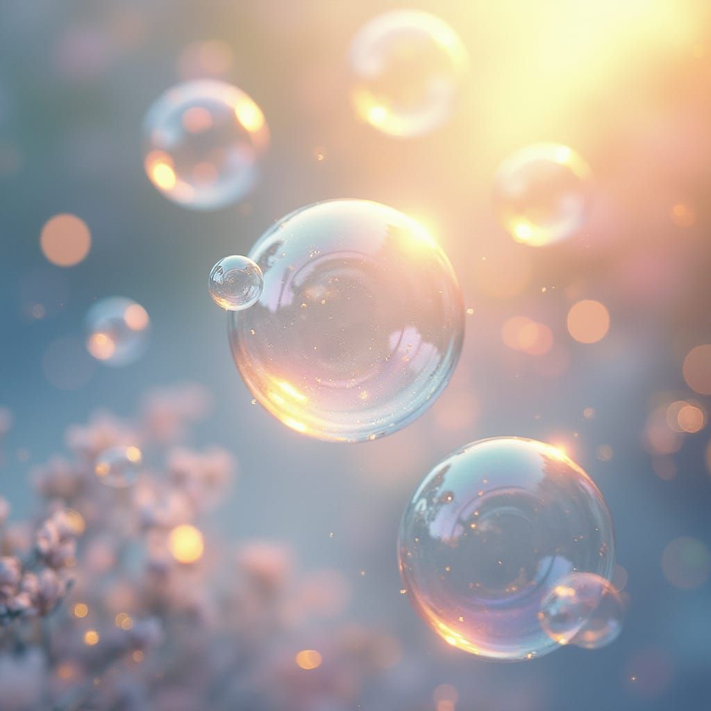 Iridescent Bubbles Dance in Soft Pastel Hues