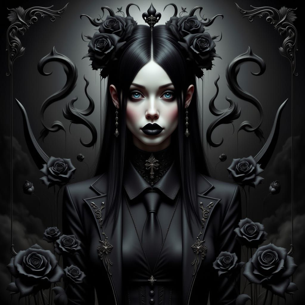 Ethereal Goth Princess in Midnight Black