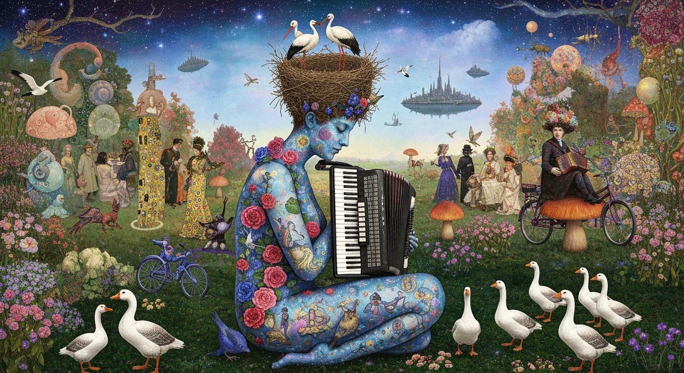 Cosmic Woman Embracing Nature's Beauty