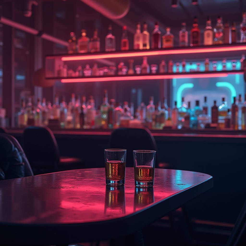 Futuristic Speakeasy with Neon Accents