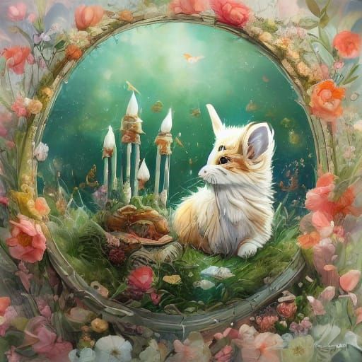 Emotional Bunny Laughing and Crying in Watercolor