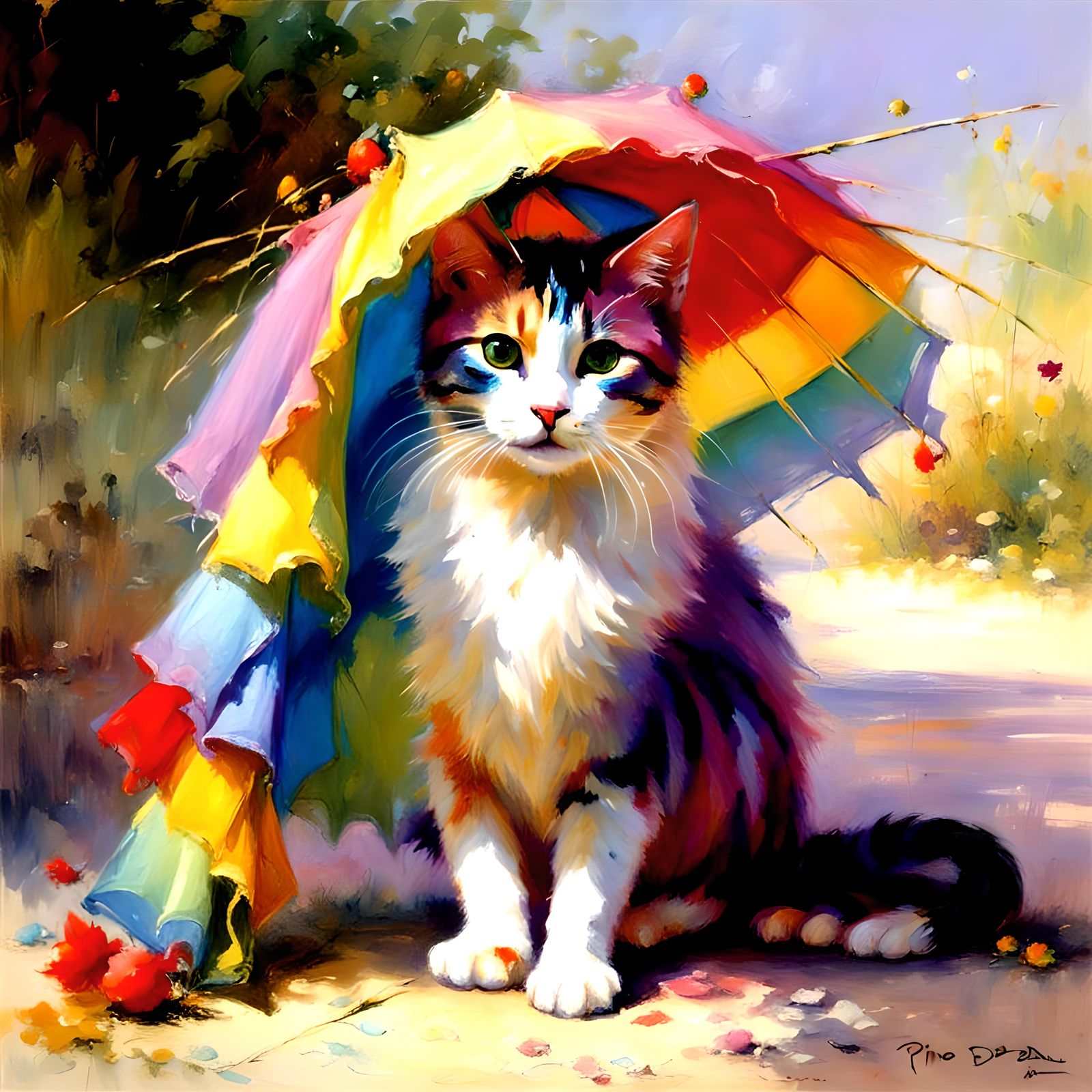 Beautiful rainbow cat by pino daeni