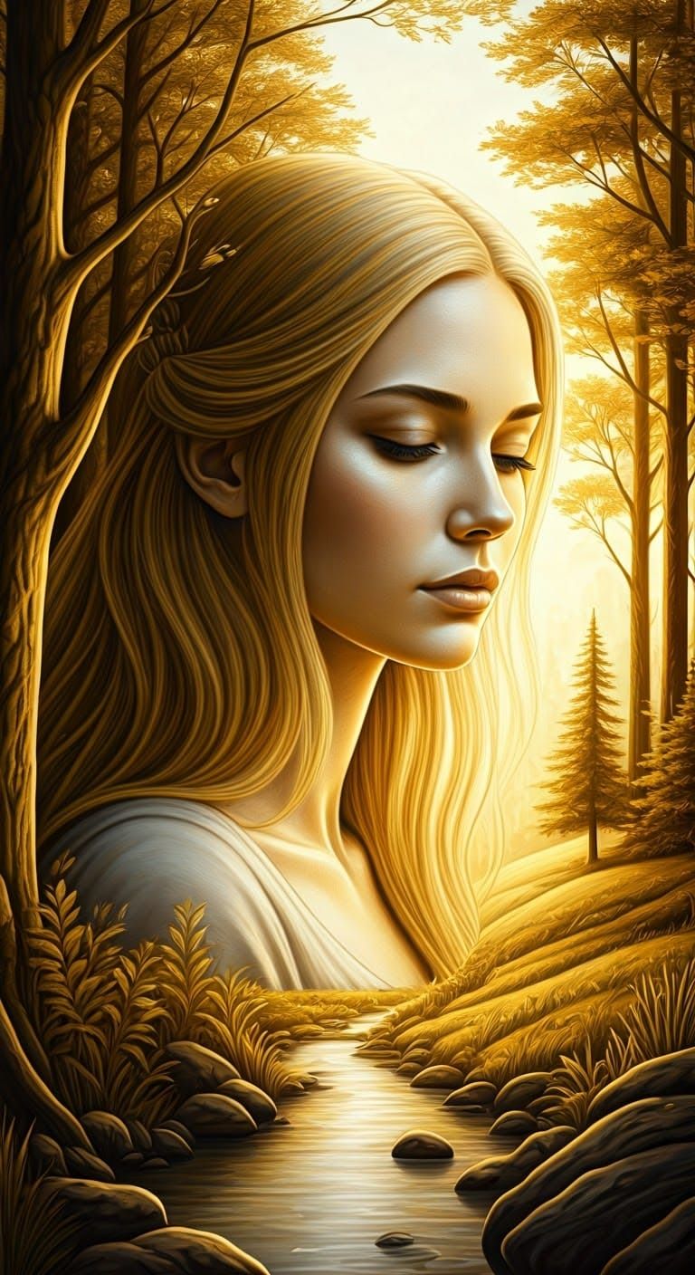 Serene Woman in Golden Nature
