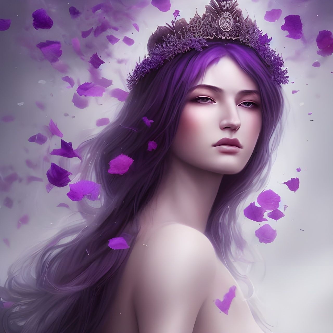 Violet Goddess Queen Portrait in 8k Resolution