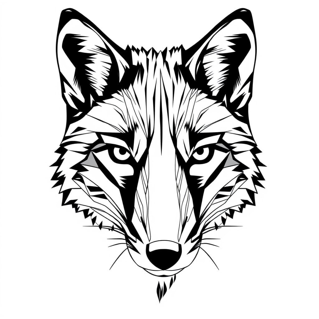 Geometric Fox Face in Monochromatic Lines