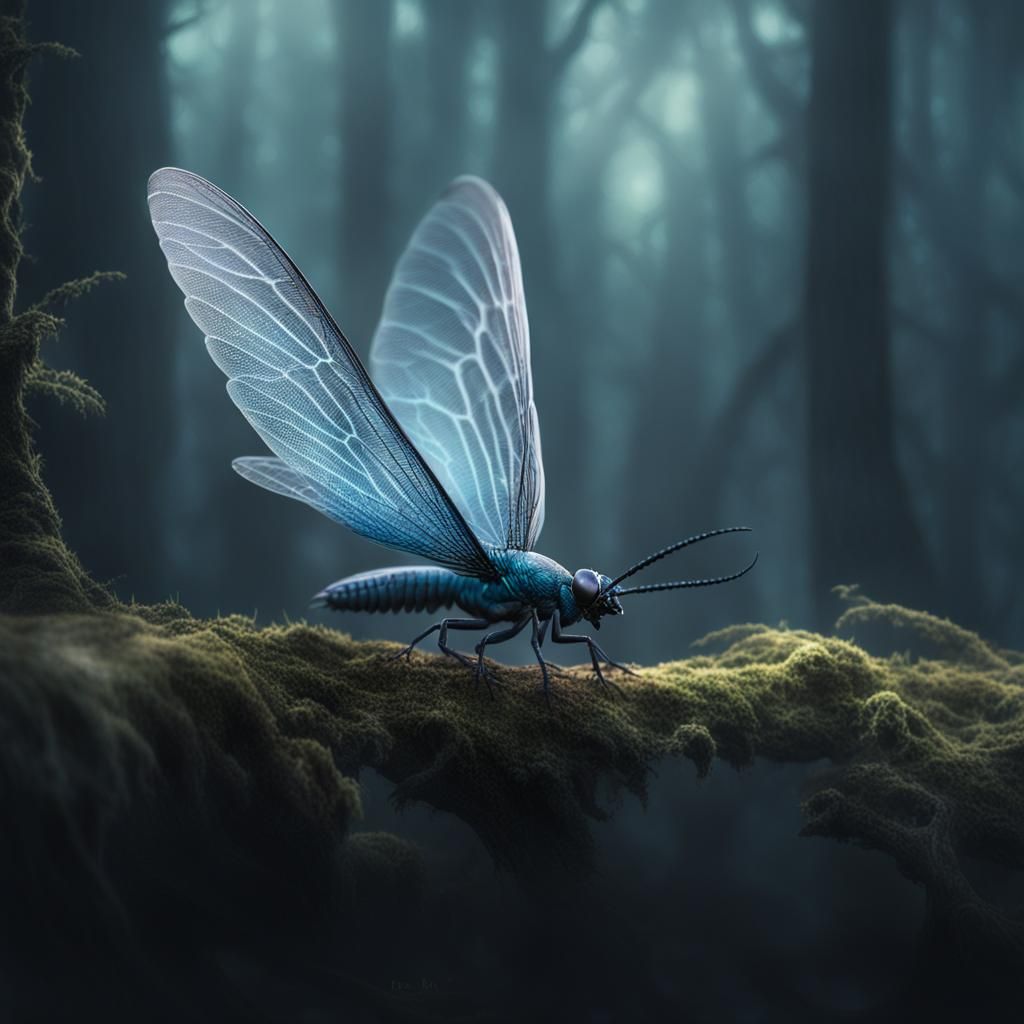 Gentle Iridescent Forest Creature in Hyper-Realistic Wildlif...