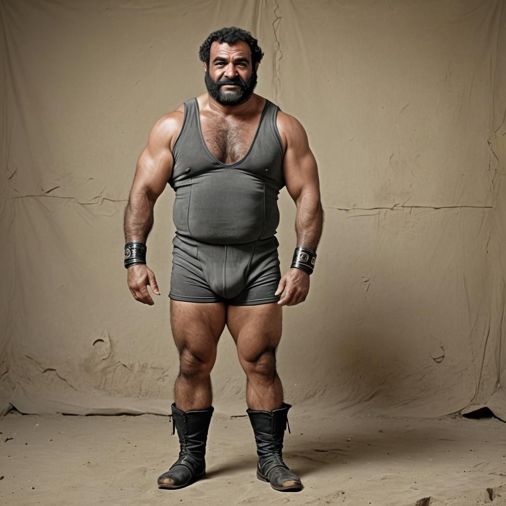Victorious Egyptian Wrestler Portrait