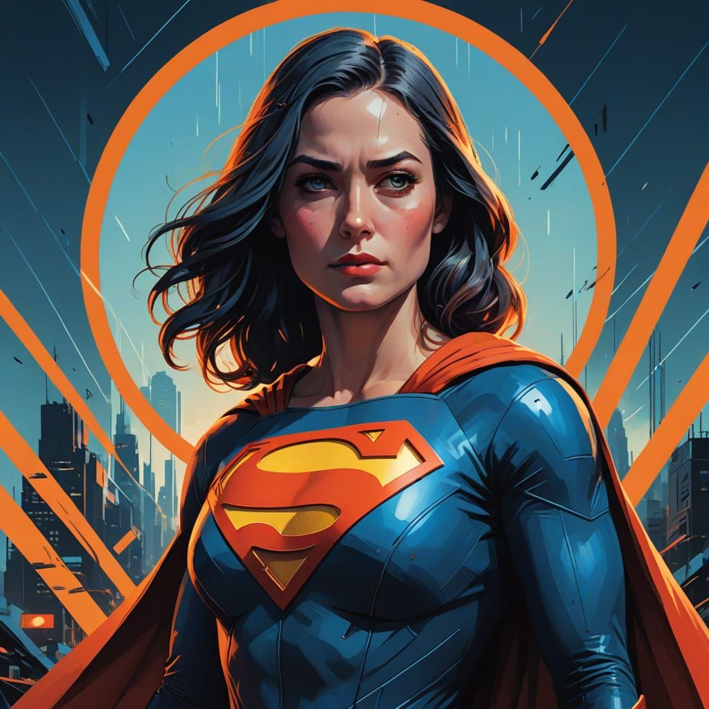 Dynamic Supergirl by Milly Alcock in Bold Digital Art Style