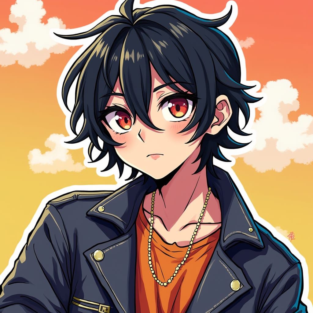 Stylish Anime Man in Bold Artistic Style