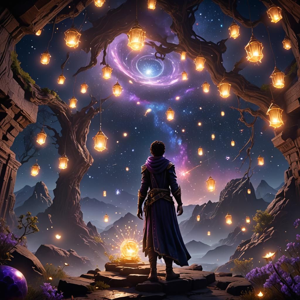 Stargazer Reaches for Wishing Star in Deep Space