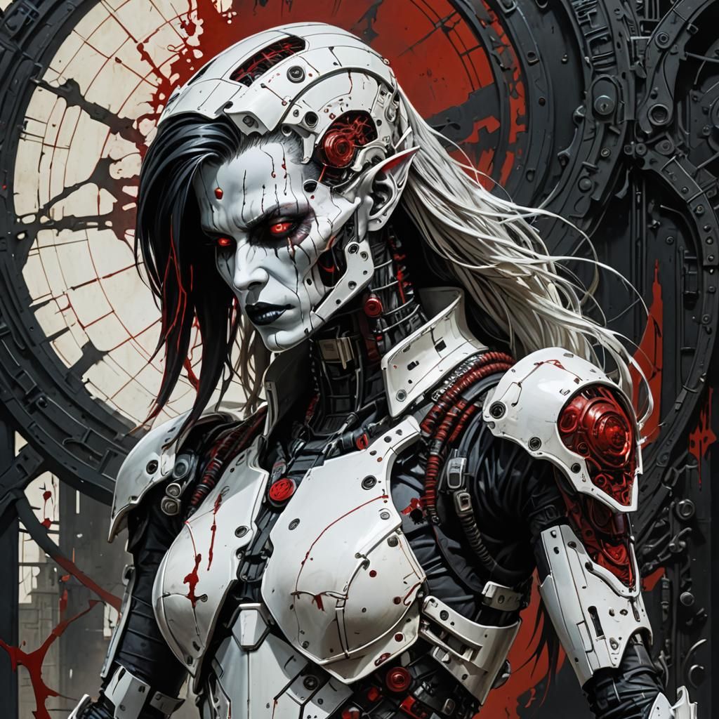 Evil Cyberpunk Profile in Neo-Gothic Style