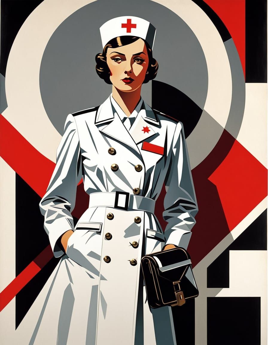 Soviet Art Deco Nurse in Hospital