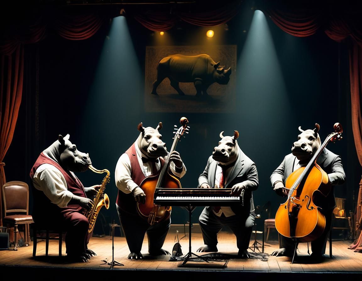 Humanized Animals Play Jazz in Dimly Lit Venue