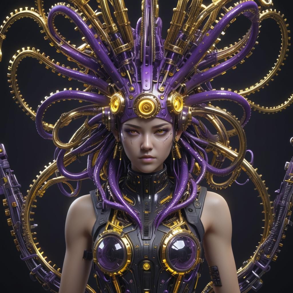 Cyberpunk Tentacle Headdress in 8K Resolution