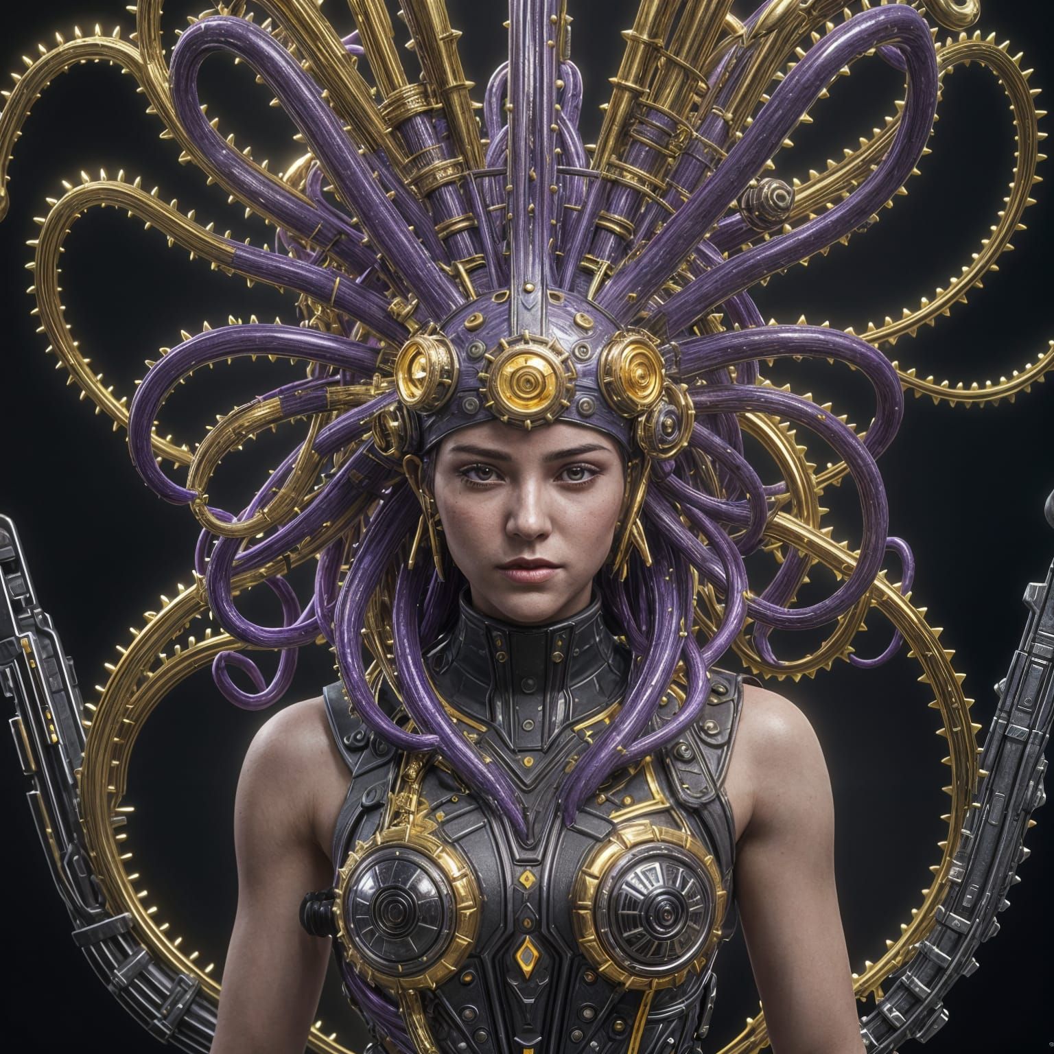 Cyberpunk Tentacle Headdress in 8K Resolution