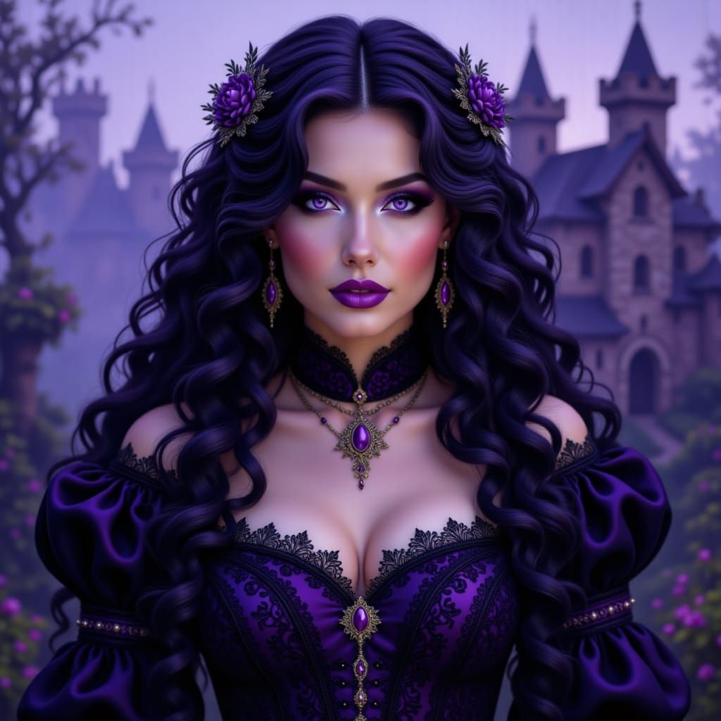 Gothic Witch at Dark Medieval Castle