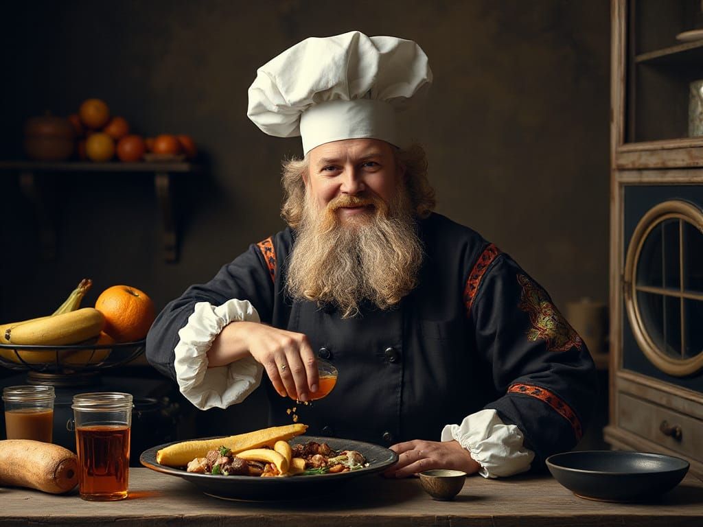 Baroque Cook Man: Old Photographic Portrait