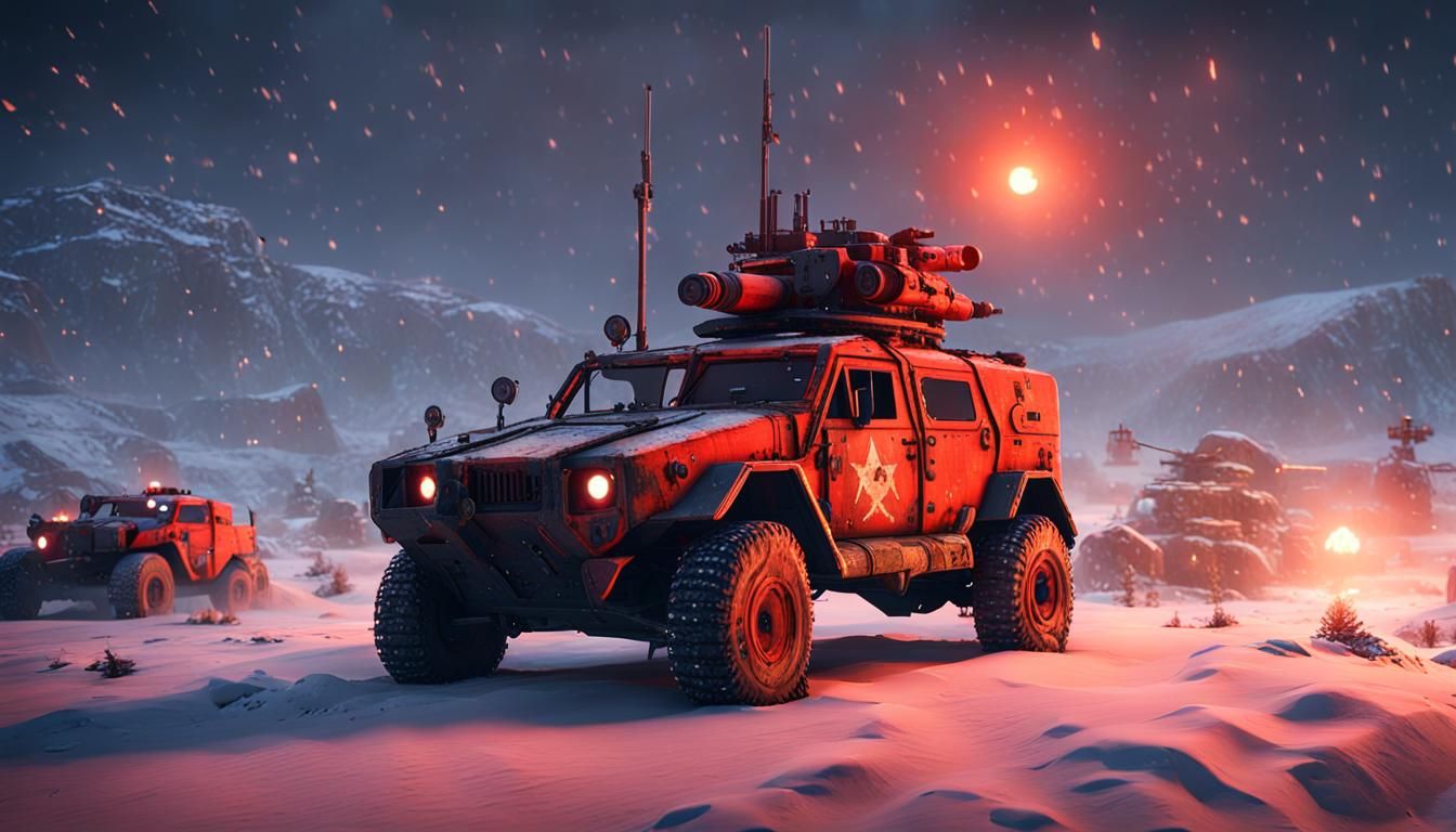Mad Max Chinook in Winter Night, 3D Game Art