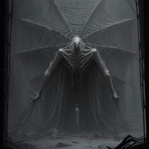 Terrifying Spiderwebs in Gothic Horror Style