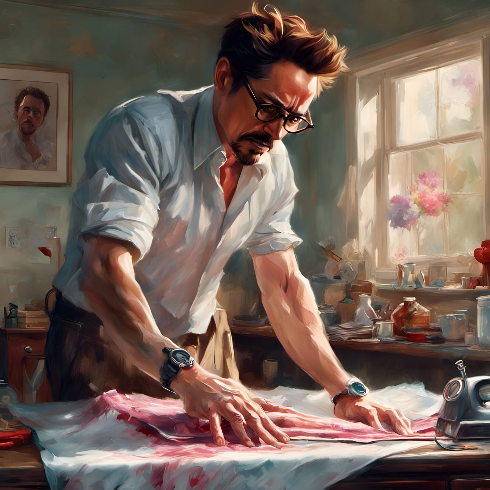 Robert Downey Jr. Ironing: Artgerm, Pixar Style