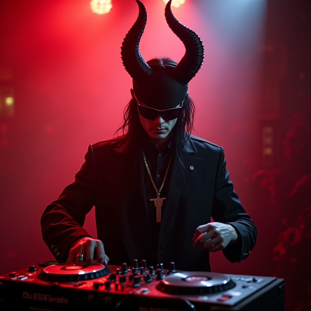 Baroque Devil DJ in Cyberpunk Club