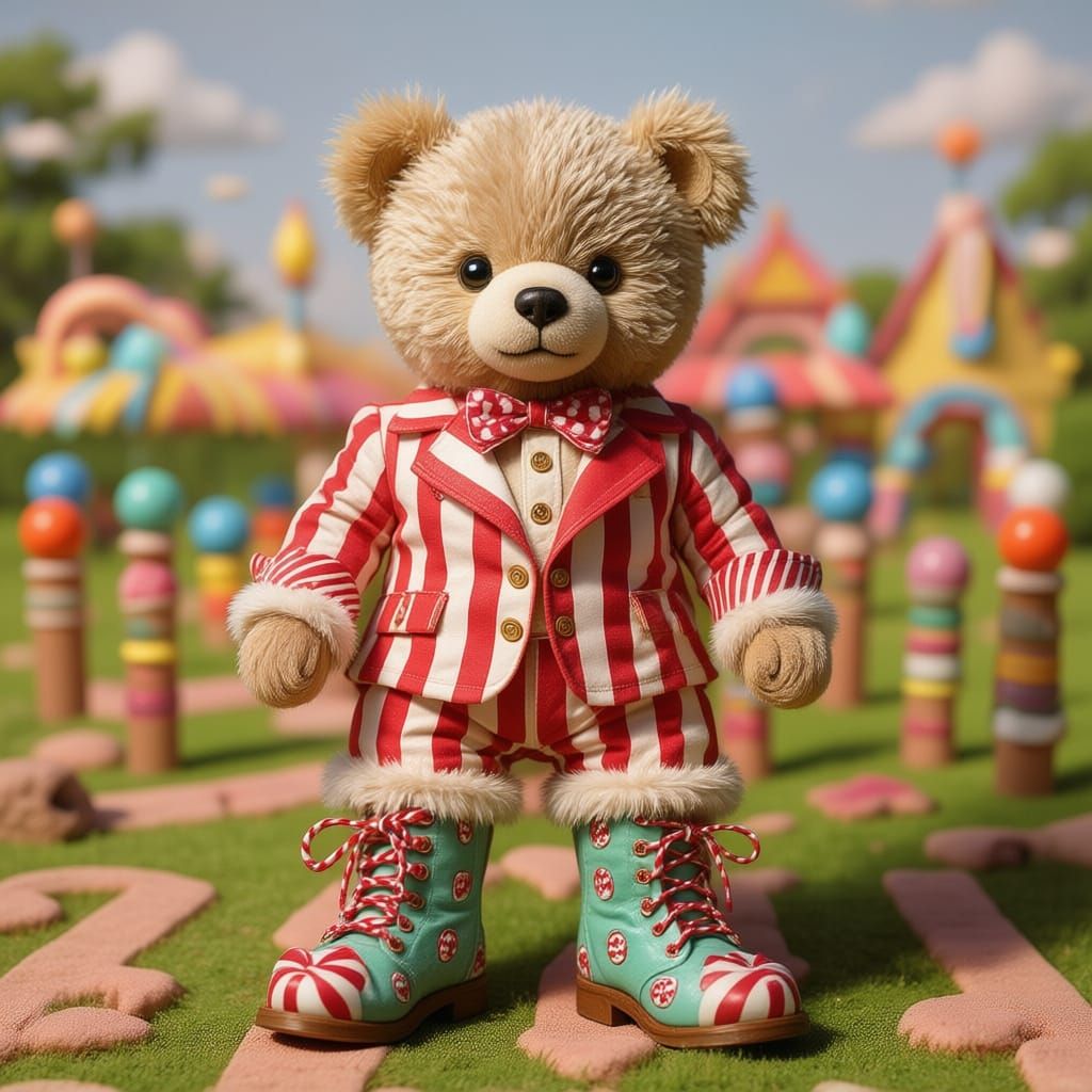Teddy Bear King in Peppermint Suit with Licorice Laces