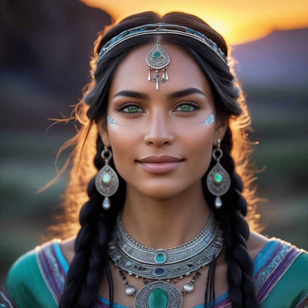 Native American Princess in Resilient Strength and Beauty