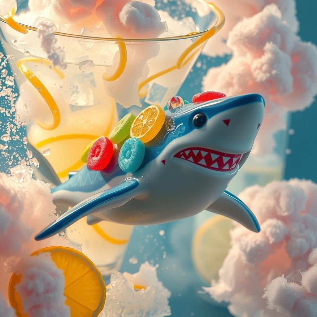 Gummy Shark Glides Through Lemonade Sea