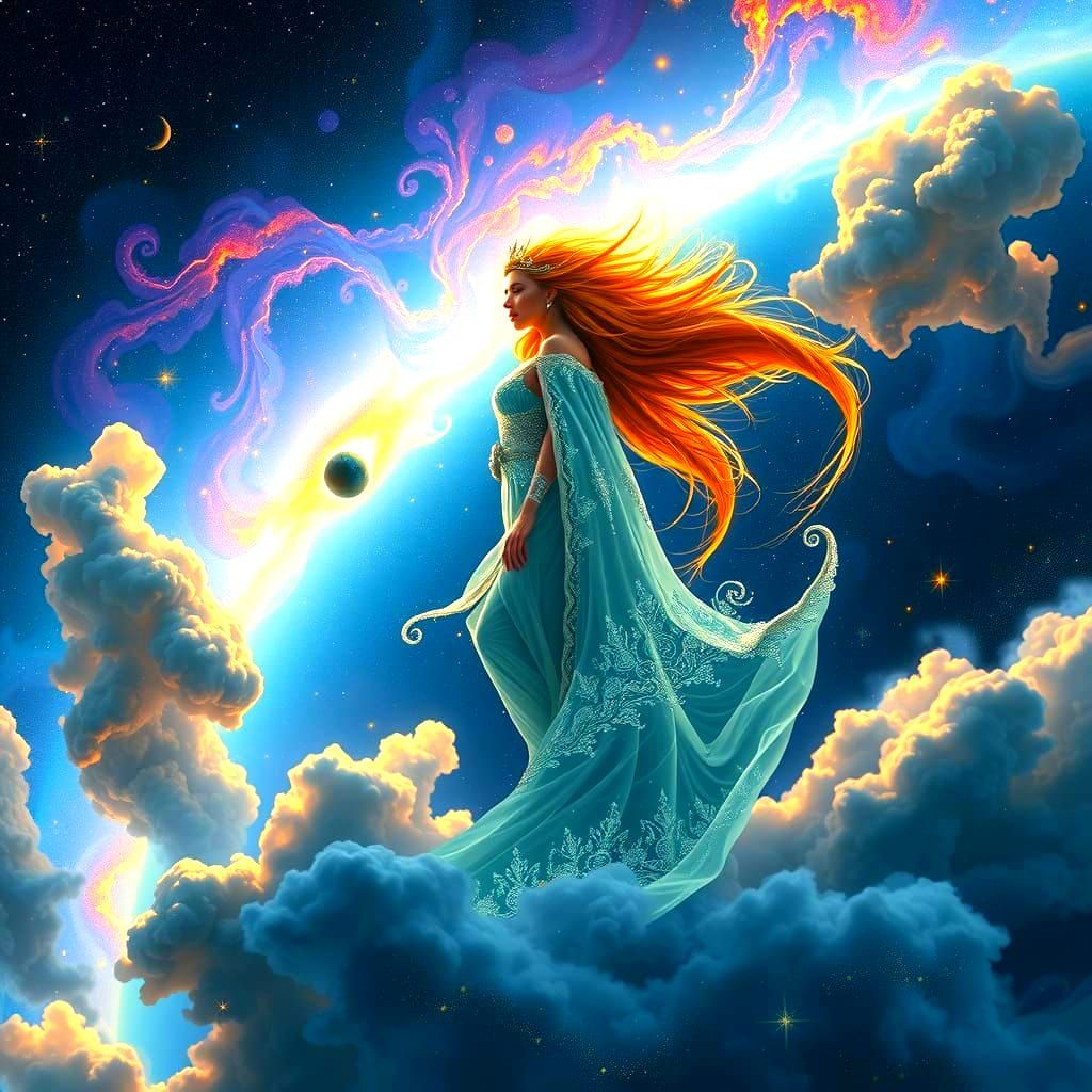 Majestic Queen of Stellar Beauty: Digital Matte Painting