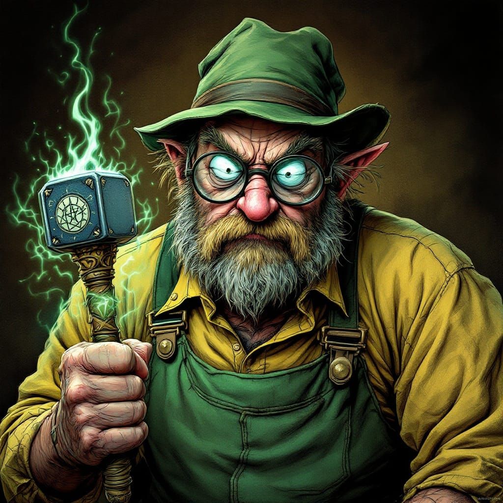 Eustace Bagge, Fantasy Portrait, Grumpy Scowling with Magica...