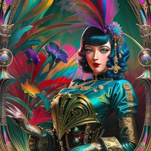 Psychedelic Glamour: A Surreal 3D Masterpiece