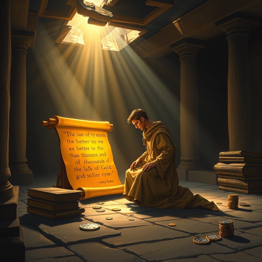 "The law of thy mouth is better to me than thousands of gold and silver pieces." is from Psalm 119:72