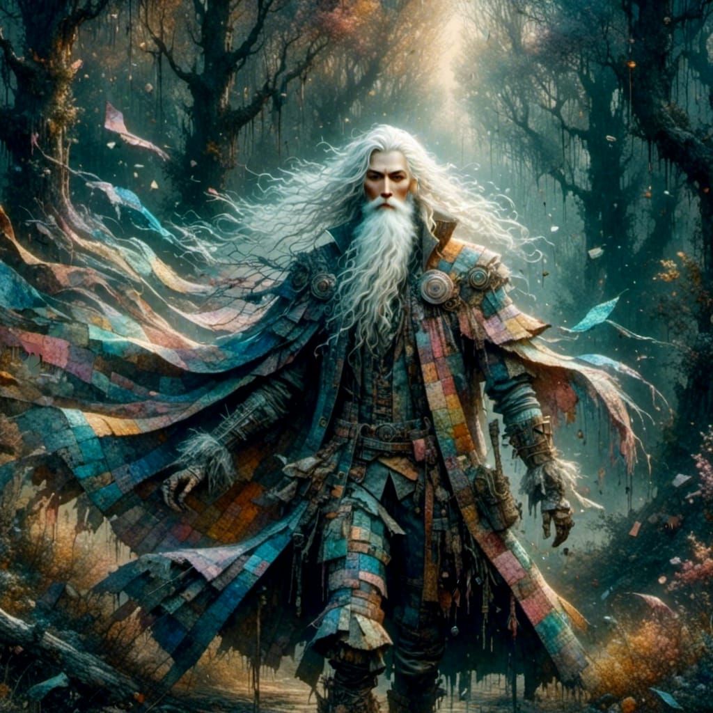 Elegant Elf in Forest Oil Painting