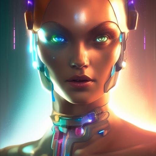 Cyberpunk Android Portrait in 8K Resolution