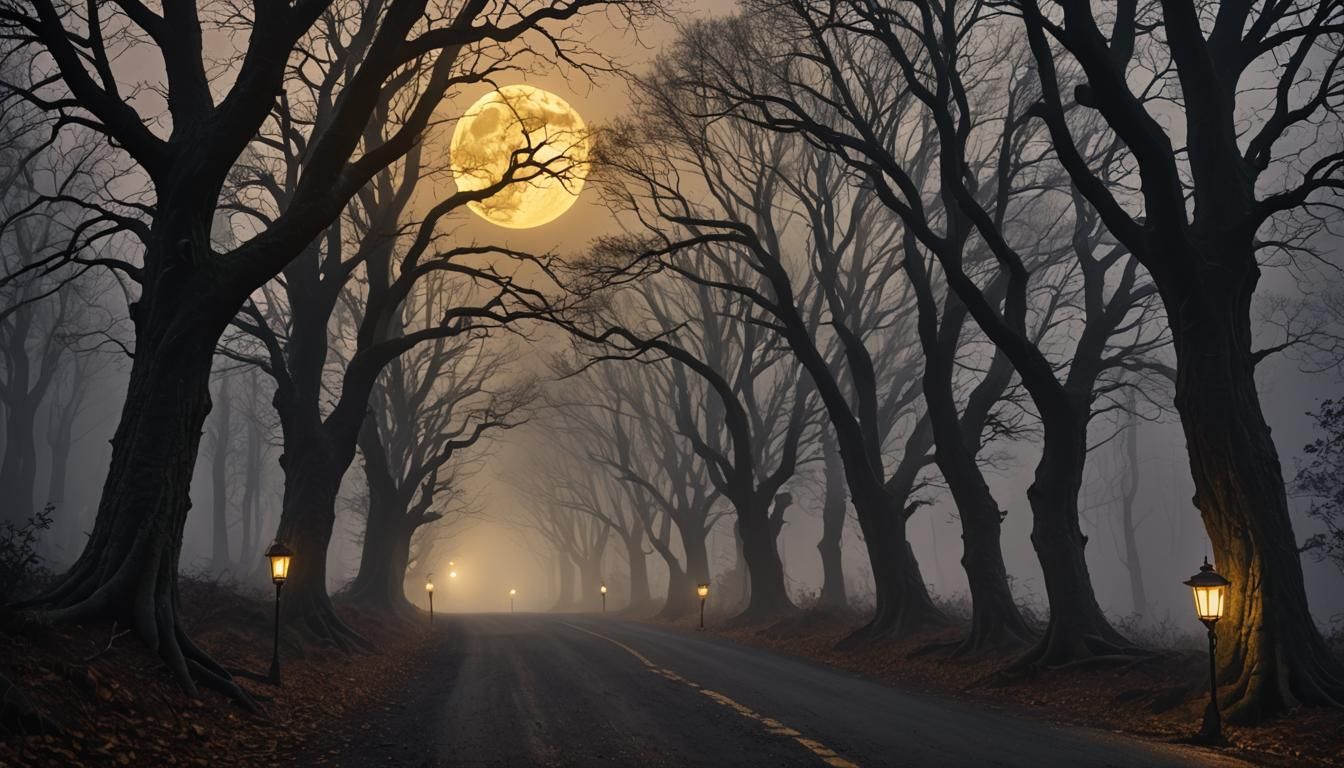 Mystical Road Through Dark Forest, Cinematic Fantasy