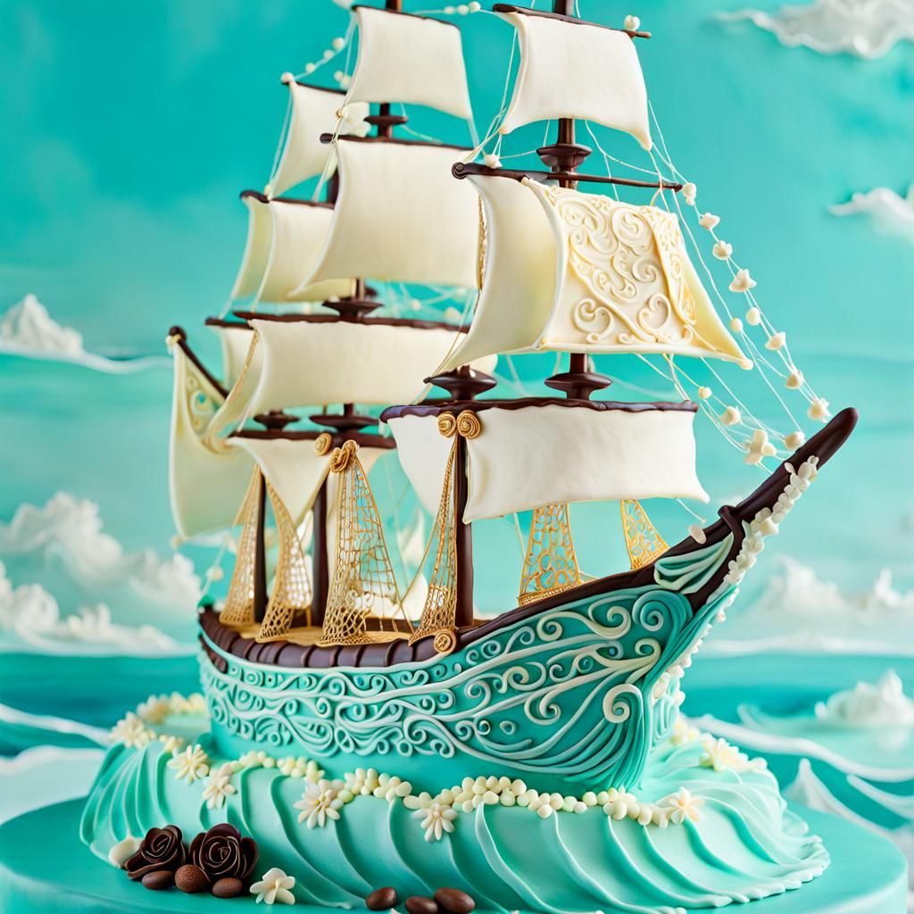 Edible Marzipan Sailing Ship Cake: Patisserie Masterpiece