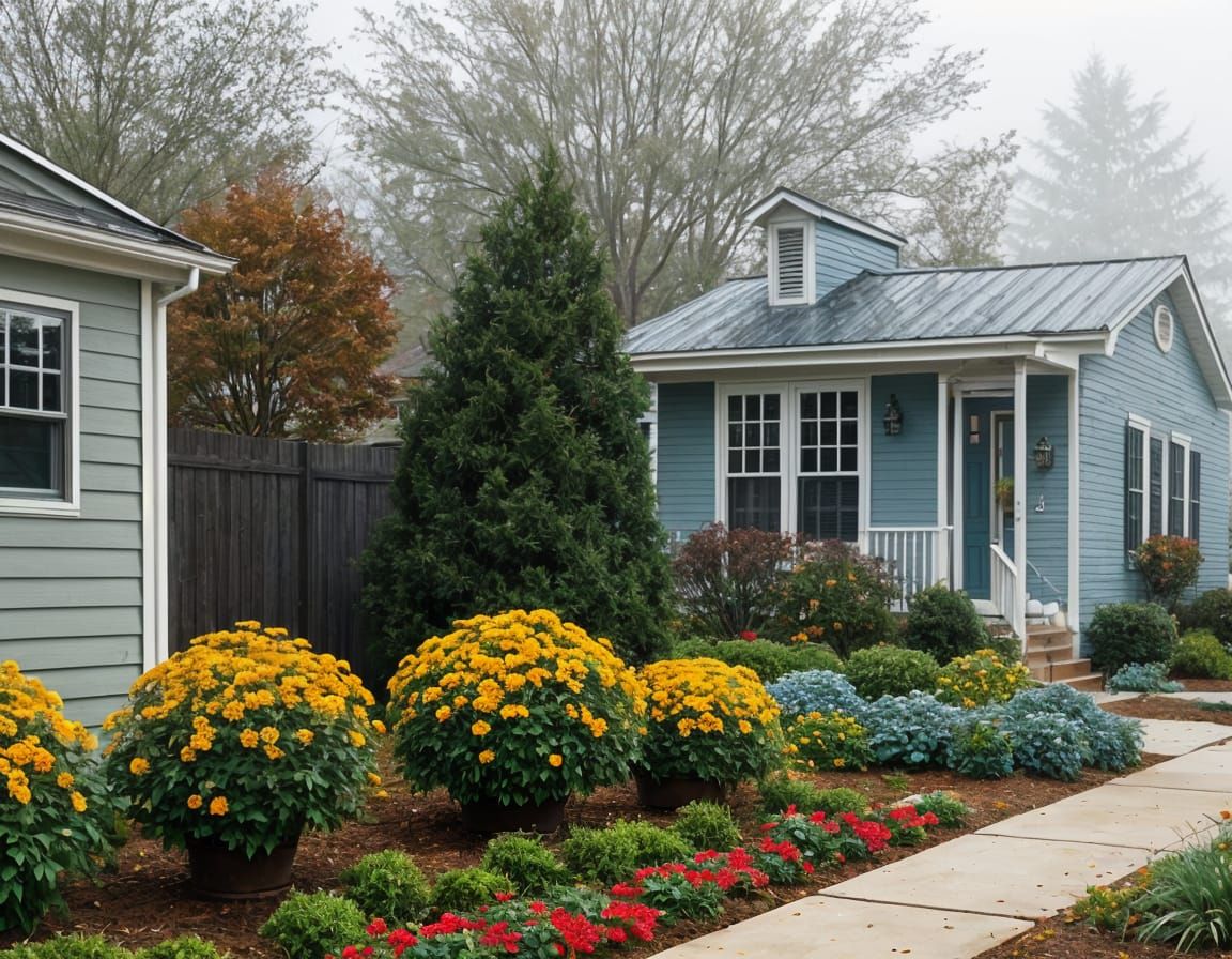 Cold November Rain in North Carolina Suburbs