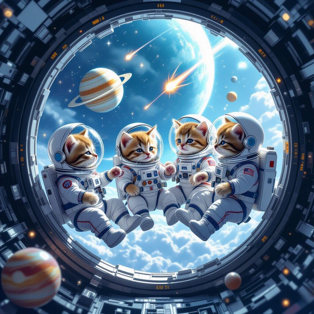 Kittens in Space Suits in Crystal Station