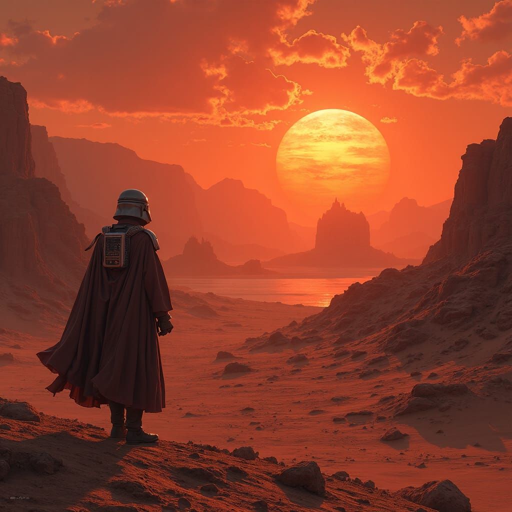 Golden Tatooine Sunset Over the Sarlacc Pit