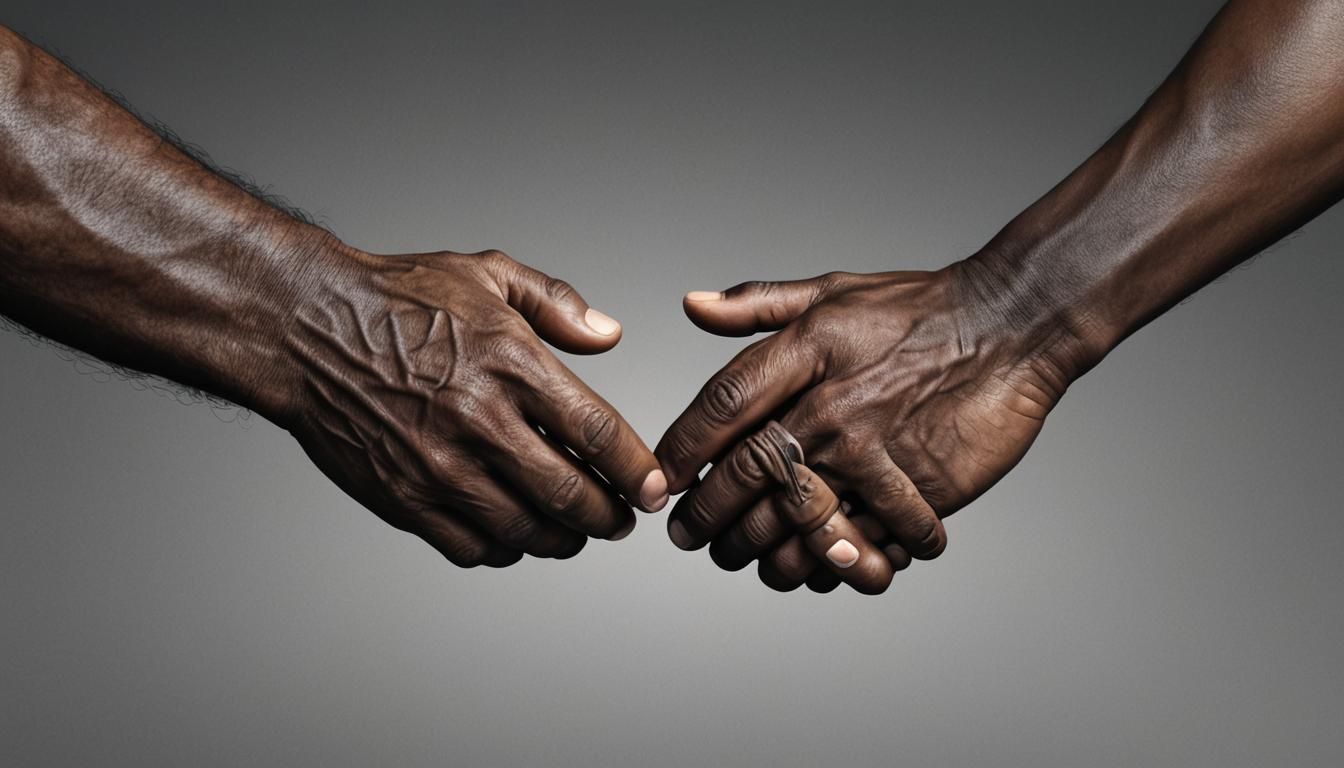 Hands Shaking with Boundary in Digital Art