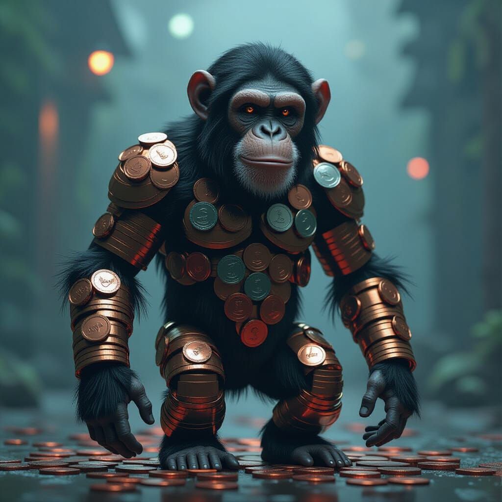 Coin Chimpanzee in Futuristic Style