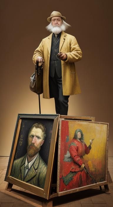 Man with Yellow Box in Post-Impressionistic Style