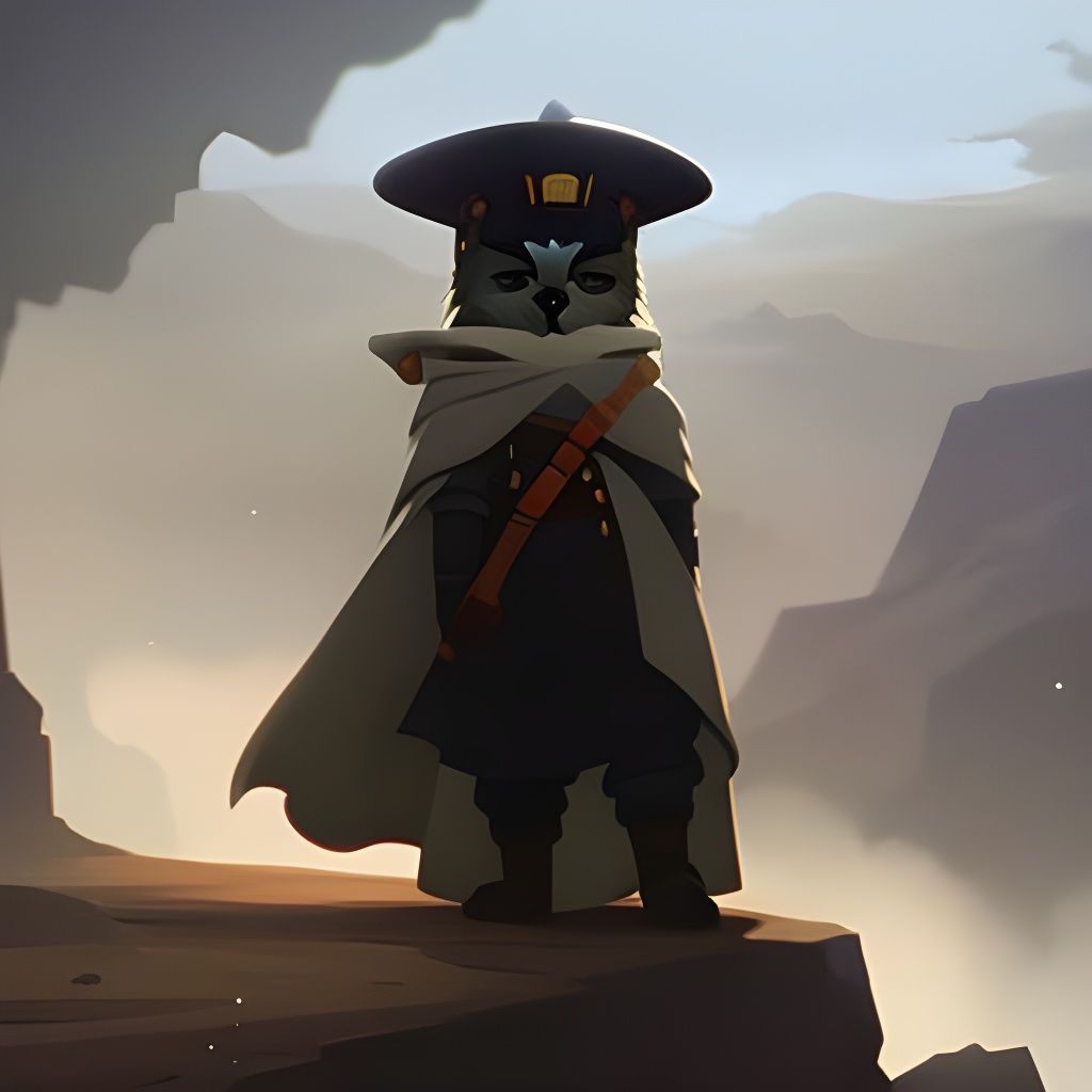 Chibi Cat Explorer in Studio Ghibli Oil Painting