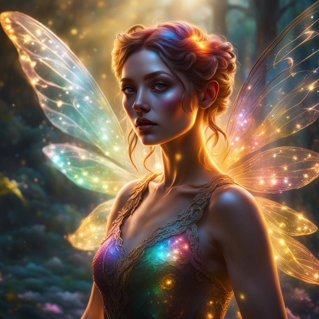 Glowing Fairy with Magical Aura in Splash Art