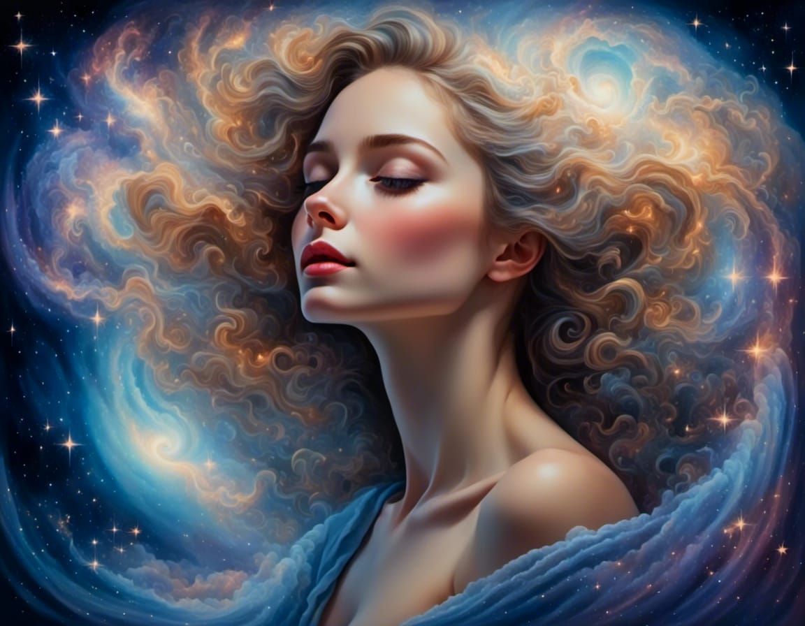 Ethereal Portrait: Head in Clouds, Stars in Eyes