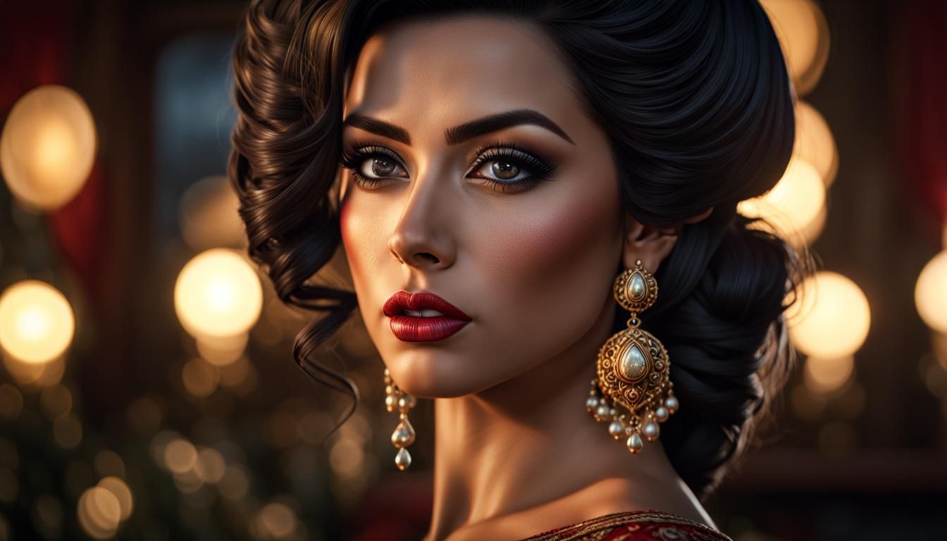 Tradwife Portrait in Photorealistic Pin-Up Style