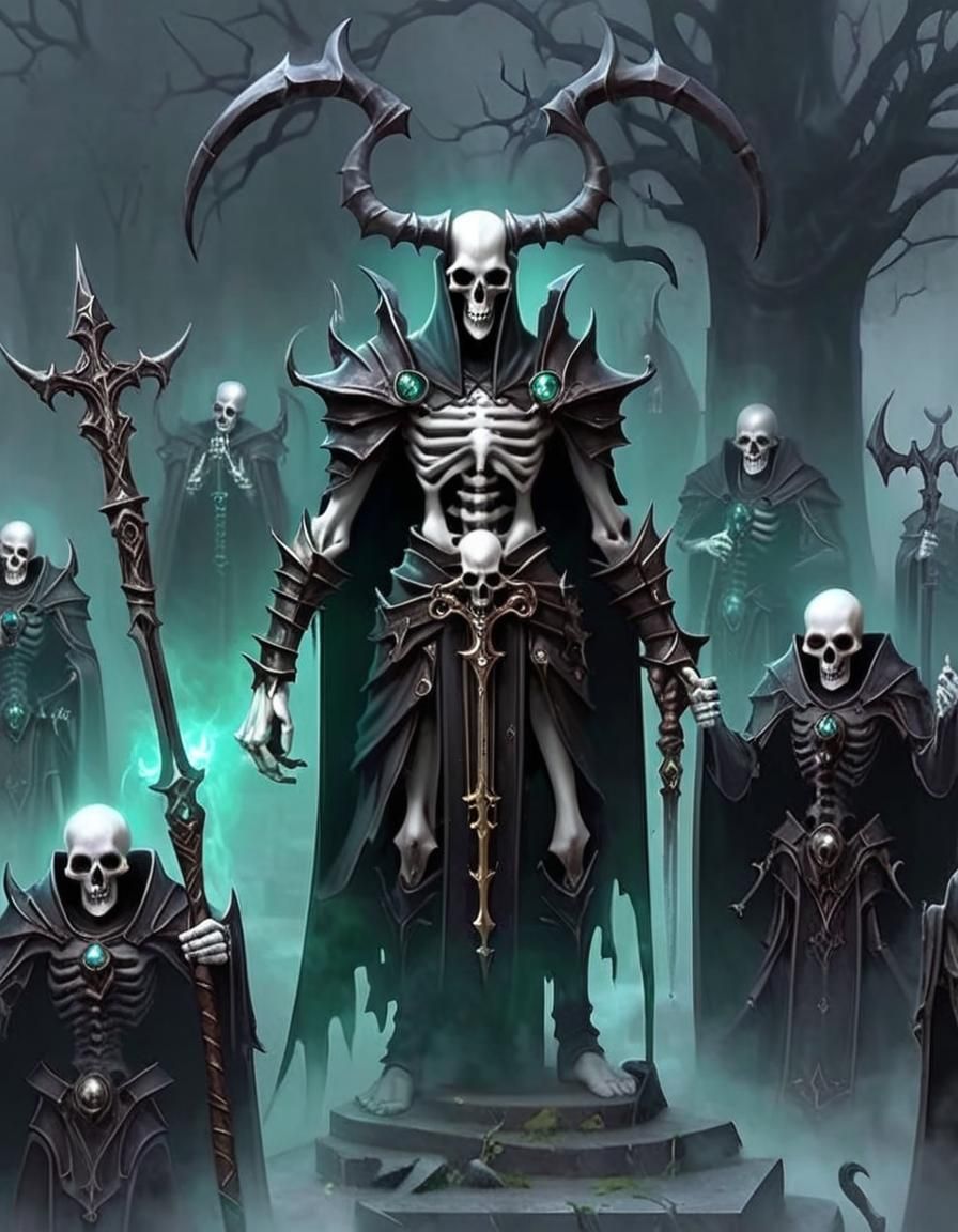 Necromancer Summons Skeletal Warriors in Graveyard