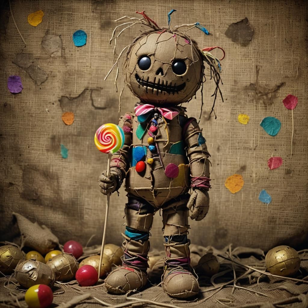 Eerie Voodoo Doll with Lollipop, Digital Painting