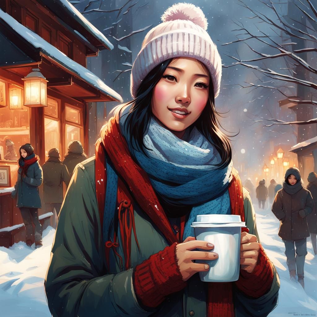 Cozy Winter Morning with Steaming Coffee