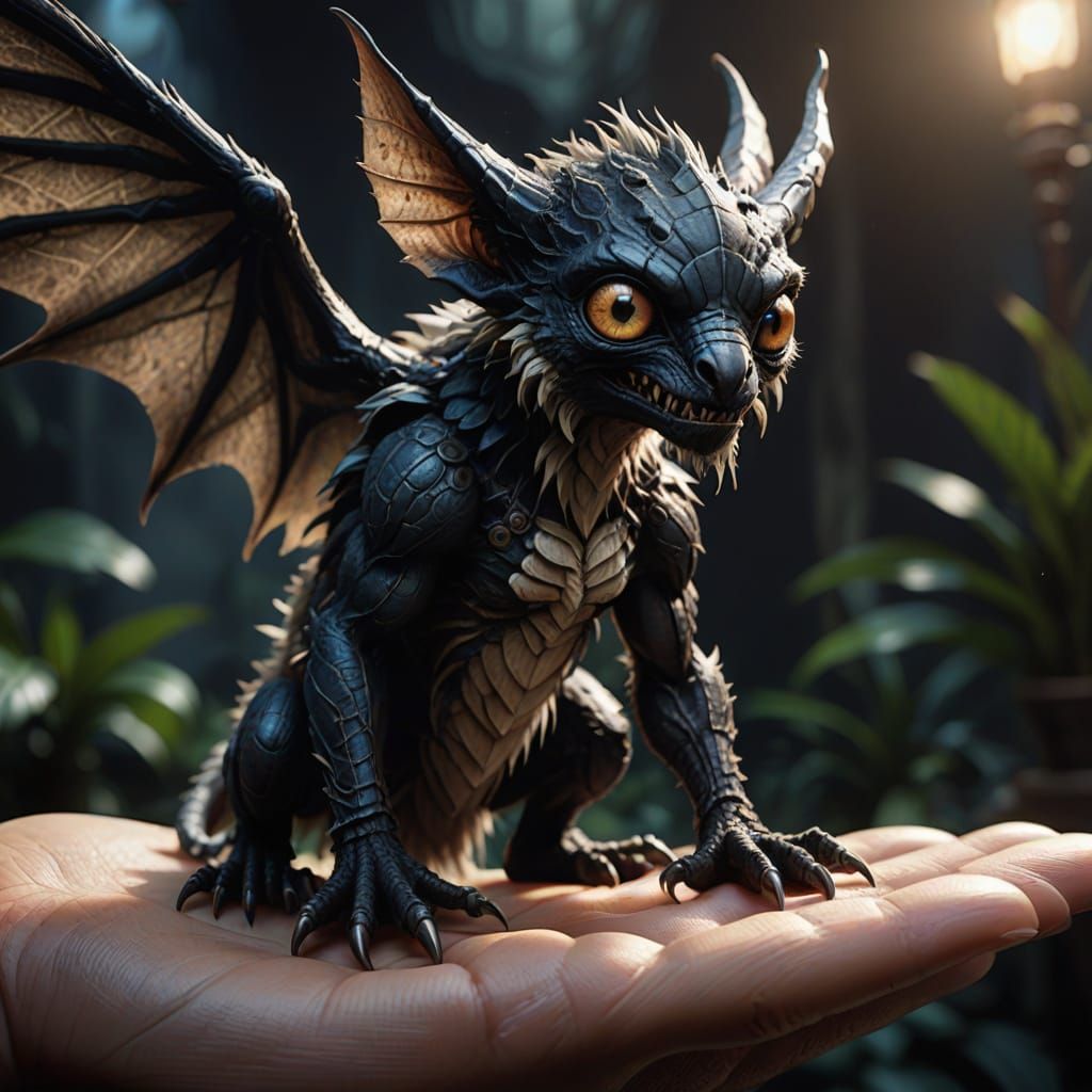 Finger-Sized Dark Fantasy Creature with Cyclops Eye